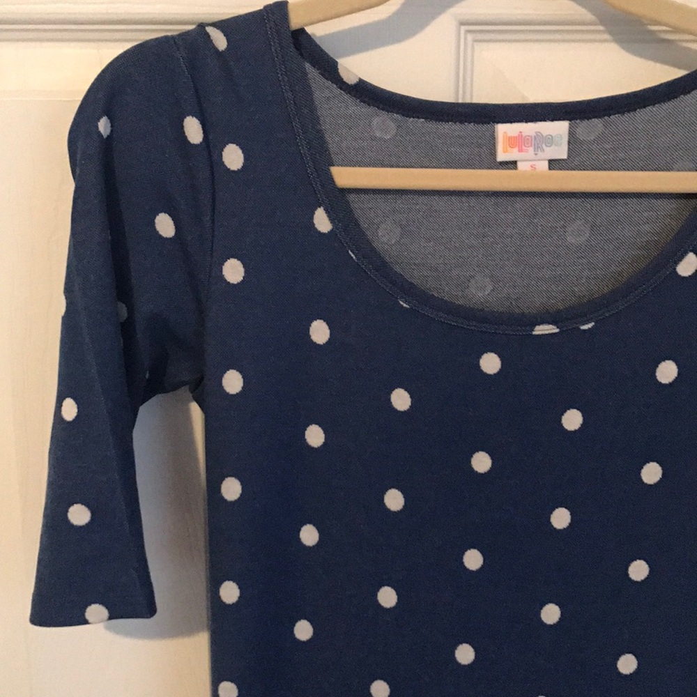 LuLaRoe Small Nicole Blue and White Polka Dots